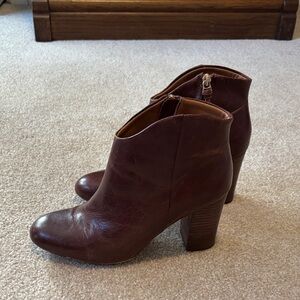 Lucca Lane Leather Ankle Booties - Classic Heeled Boot Brown Women’s Size 8.5